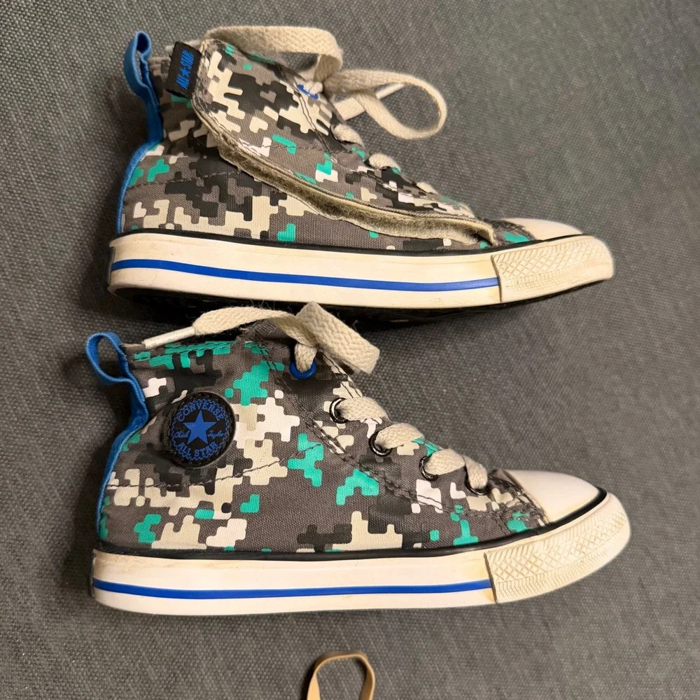 Converse Chuck Taylor All Star Toddler Digital Camo Grey Teal High Top Sneakers‎